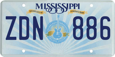 MS license plate ZDN886