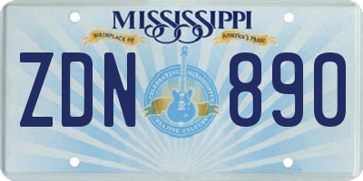 MS license plate ZDN890