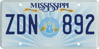 MS license plate ZDN892