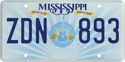 MS license plate ZDN893