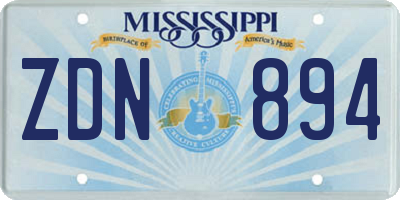 MS license plate ZDN894