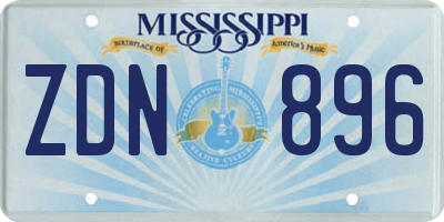 MS license plate ZDN896