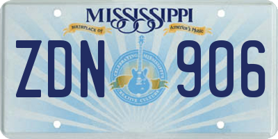 MS license plate ZDN906