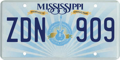 MS license plate ZDN909