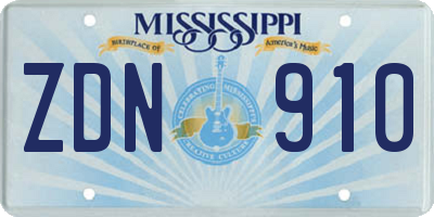 MS license plate ZDN910