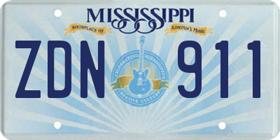MS license plate ZDN911