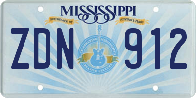 MS license plate ZDN912