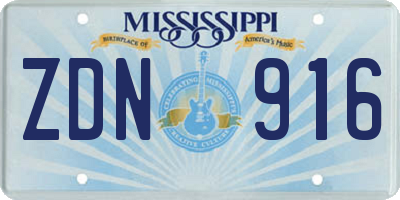 MS license plate ZDN916