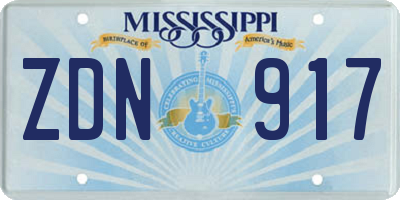 MS license plate ZDN917