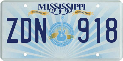 MS license plate ZDN918