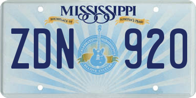 MS license plate ZDN920