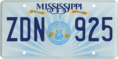 MS license plate ZDN925