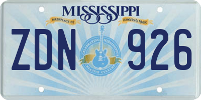 MS license plate ZDN926