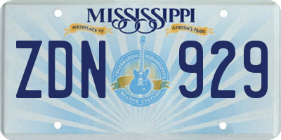 MS license plate ZDN929