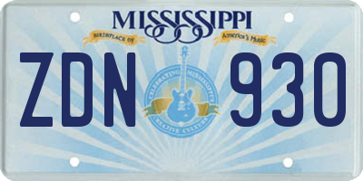 MS license plate ZDN930