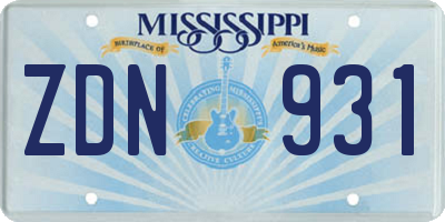 MS license plate ZDN931