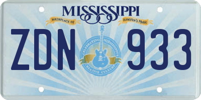 MS license plate ZDN933