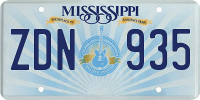 MS license plate ZDN935
