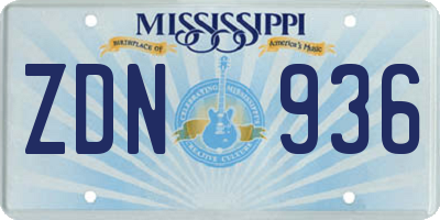 MS license plate ZDN936