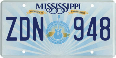 MS license plate ZDN948