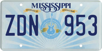 MS license plate ZDN953