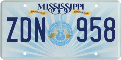 MS license plate ZDN958