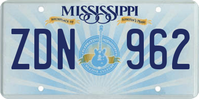 MS license plate ZDN962