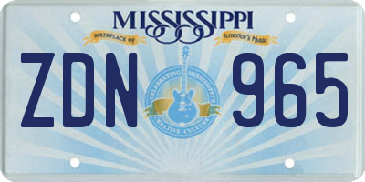 MS license plate ZDN965