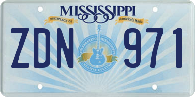 MS license plate ZDN971