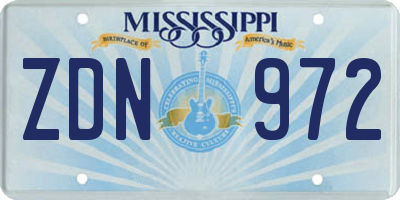MS license plate ZDN972