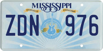 MS license plate ZDN976