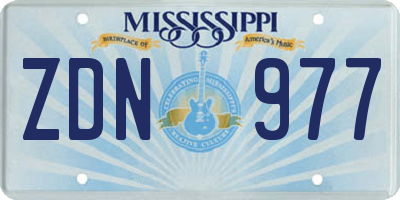 MS license plate ZDN977