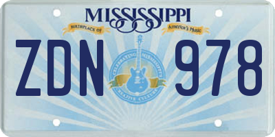 MS license plate ZDN978