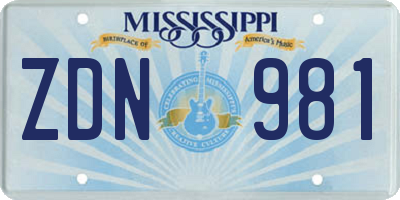 MS license plate ZDN981