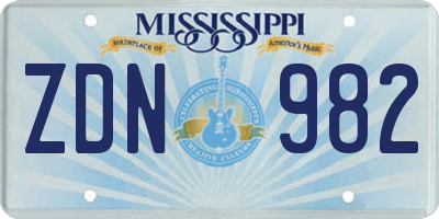 MS license plate ZDN982