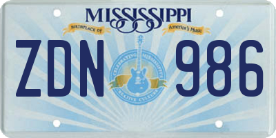 MS license plate ZDN986