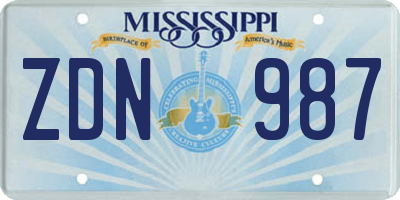 MS license plate ZDN987