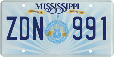 MS license plate ZDN991