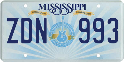 MS license plate ZDN993