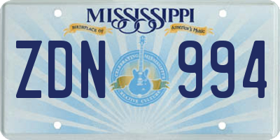 MS license plate ZDN994