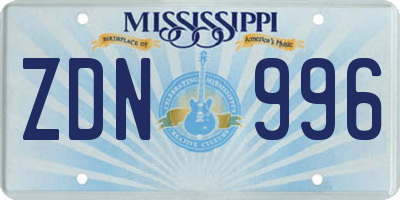 MS license plate ZDN996