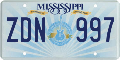 MS license plate ZDN997