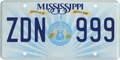 MS license plate ZDN999