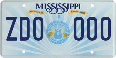 MS license plate ZDO000