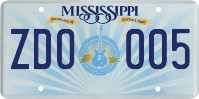 MS license plate ZDO005