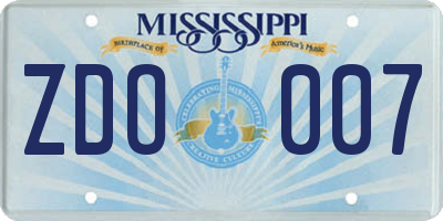 MS license plate ZDO007