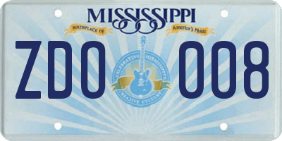 MS license plate ZDO008