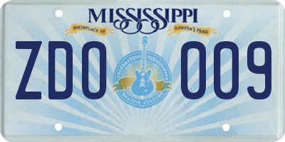 MS license plate ZDO009