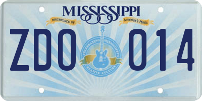 MS license plate ZDO014