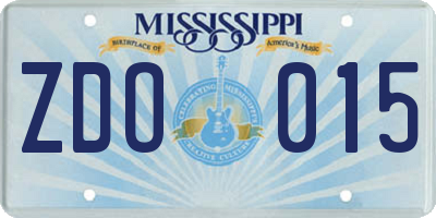 MS license plate ZDO015